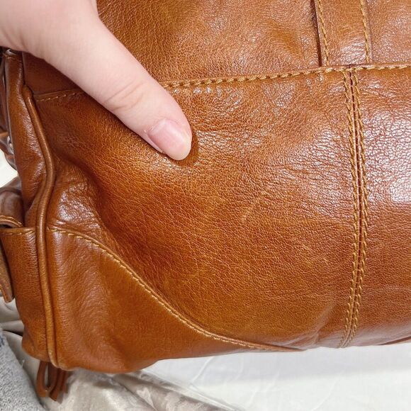 Francesco Biasia Brown Leather Hook & Loop Shoulder Bag Handbag Purse - Picture 8 of 10